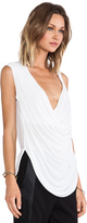 Thumbnail for your product : Halston Asymmetric Sleeve Drape Front Top