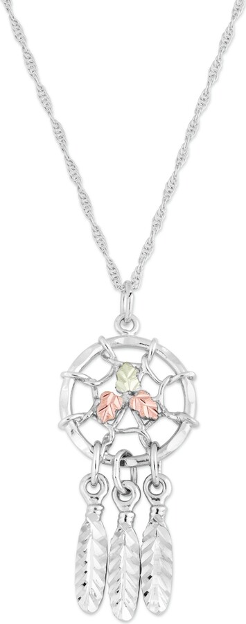 Black Hills Gold Dream Catcher Pendant in Sterling Silver with 12k Rose and Green Gold