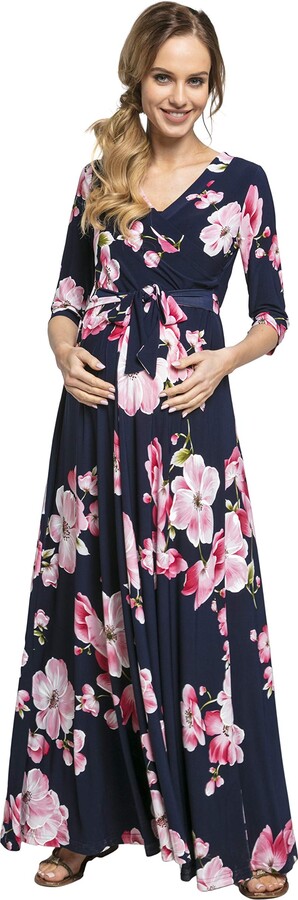 Chelsea Clark Women's Maternity Nursing Maxi Dress Double Layered