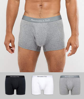 Abercrombie & Fitch 3 Pack Boxers Logo Waistband In White/Grey/Black