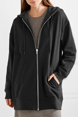 Alexander Wang T by French Cotton-blend Terry Hooded Top - Black