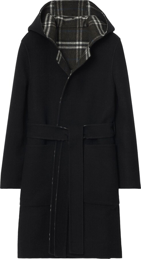 Burberry Wool Reversible Hooded Wrap Coat