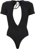 Thumbnail for your product : PrettyLittleThing Blue Rib Keyhole Tie Detail Bodysuit