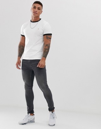 Farah Groves slim fit ringer t-shirt in white