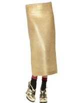 Thumbnail for your product : Antonio Marras Laminated Gold Cupro Knit Skirt