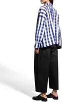 Thumbnail for your product : eskandar Wide A-Line Gingham Shirt With Collar (Mid Length)