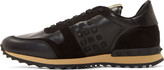 Thumbnail for your product : Valentino Black Leather & Suede Studded Sneakers