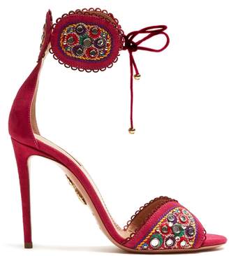 Aquazzura Jaipur 105 embroidered suede sandals