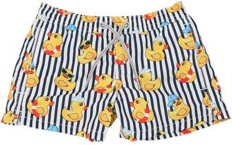MC2 Saint Barth Striped Ducky Print Nylon Swim Shorts