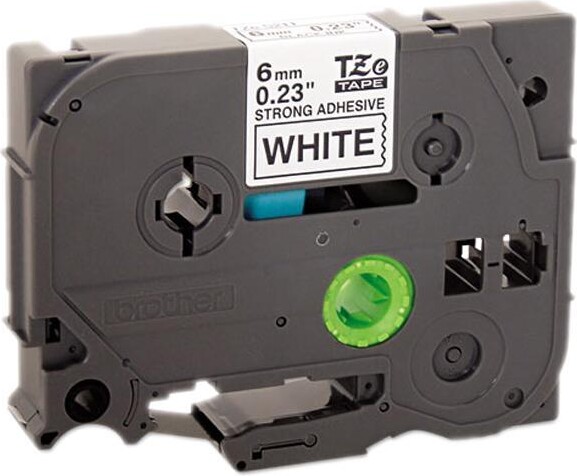 Brother 6mm (1/4') Black on White Extra Strength Super Adhesive Industrial Tape (8m/26.2') (1/Pkg)