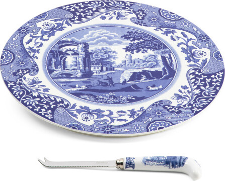 2pc Ceramic Cheese Plate With Knife Set