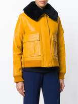 Thumbnail for your product : Victoria Beckham Victoria shearling-trimmed leather jacket