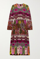 Thumbnail for your product : Valentino Garavani Garavani - Pleated Printed Silk Midi Dress - Purple