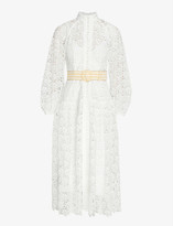 Thumbnail for your product : Zimmermann Floral-embroidered puff-sleeve woven midi dress
