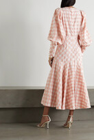 Thumbnail for your product : ANNA MASON Eliza Gathered Silk-corduroy Midi Dress - Pink