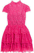 Thumbnail for your product : Alice + Olivia Ruffled Cotton-blend Corded Lace Mini Dress