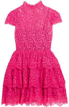 Alice + Olivia Ruffled Cotton-blend Corded Lace Mini Dress