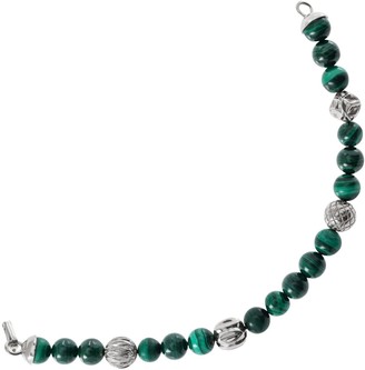 Silver Spheres & Malachite Beads In Cactus Motif Bracelet