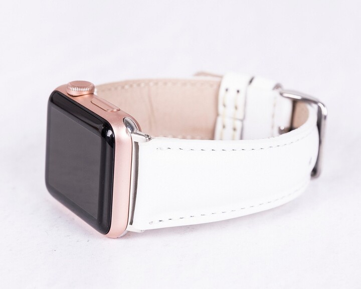 White Handmade Premium Genuine Leather Apple Watch Fitbit Band For Women & Men - Iwatch Bracelet All Series
