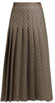 Thumbnail for your product : Gucci Gg Monogram Pleated Cotton Blend Midi Skirt - Womens - Grey Multi