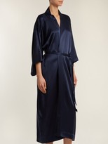 Thumbnail for your product : CHUFY Embroidered Silk Kimono-style Jacket - Navy