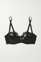 Thumbnail for your product : Agent Provocateur Lacy Leavers Lace And Silk-satin Underwired Balconette Bra - Black