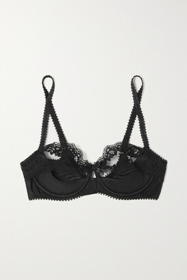 Agent Provocateur Lacy Leavers Lace And Silk-satin Underwired Balconette Bra - Black