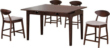 Corrigan Studio Rozella 5-Piece Solid Wood Counter Height Dining Table Set