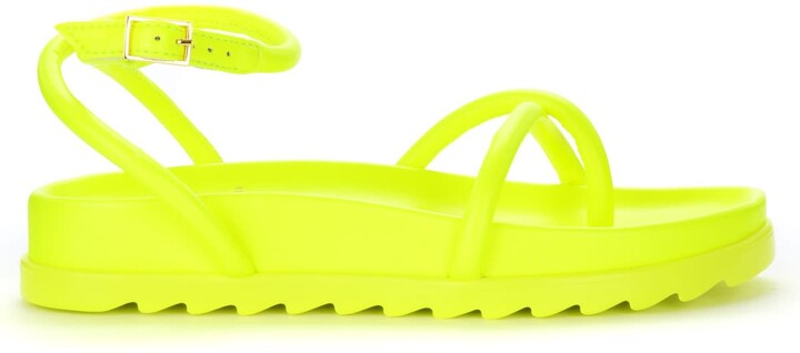 neon yellow flip flops