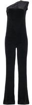 Thumbnail for your product : Norma Kamali One-shoulder Ruched Velvet Wide-leg Jumpsuit