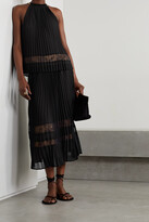 Thumbnail for your product : MICHAEL Michael Kors Lace-trimmed Pleated Crepe De Chine Midi Skirt - Black