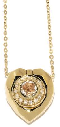 Jordan Askill Pavé Diamond Heart Locket Necklace - Yellow Gold