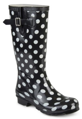 black and white striped rain boots