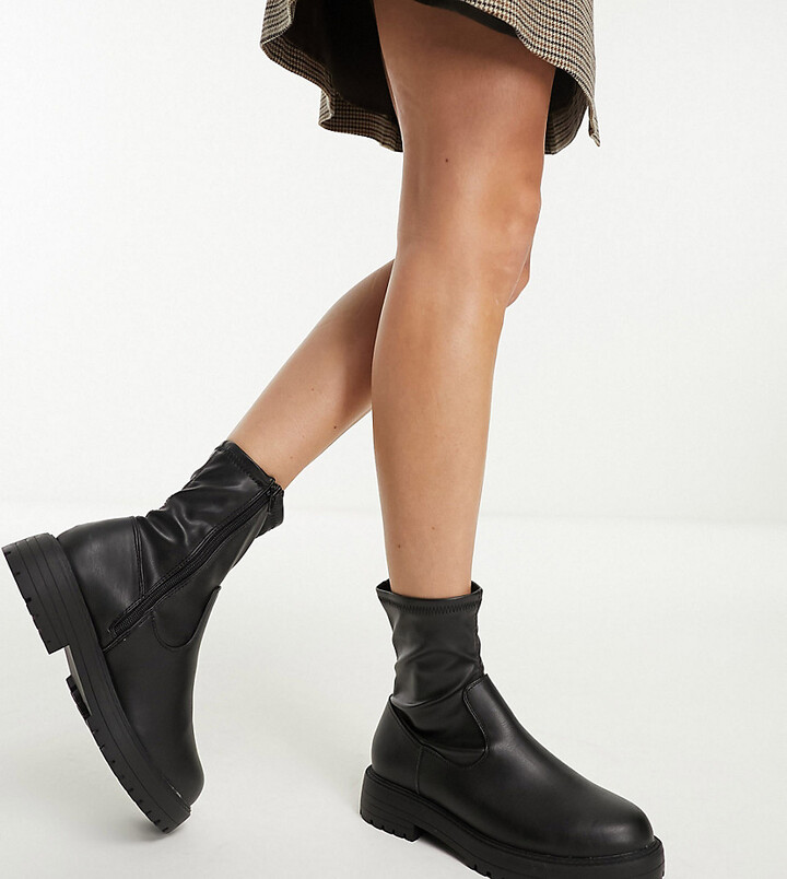 ASOS DESIGN Wide Fit Anton sock boot in black - ShopStyle