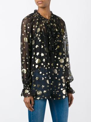 Roberto Cavalli gold-tone print sheer blouse - women - Silk/Polyester/Viscose - 40