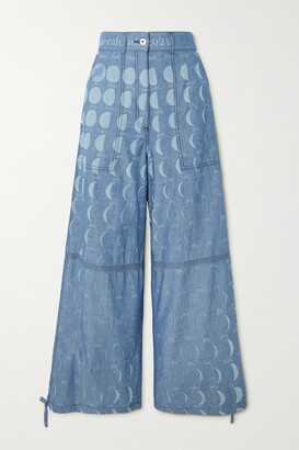 LOEWE Paula's Ibiza cotton wide-leg pants ワイドレッグパンツ Beige + Paula's Ibiza appliquéd crinkled cotton-blend wide
