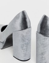 Thumbnail for your product : ASOS DESIGN Prime chunky platform high heeled court shoes in grey velvet