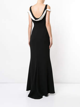 Paule Ka fitted flared gown