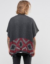 Thumbnail for your product : ASOS Knitted Poncho with Geo-Tribal Design