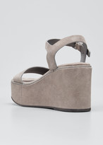 Thumbnail for your product : Brunello Cucinelli 80mm Suede Wedge Platform Sandals