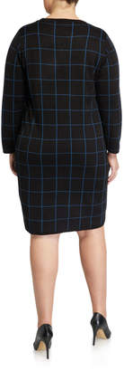 Anne Klein Plus Size Long-Sleeve Crewneck Knit Dress