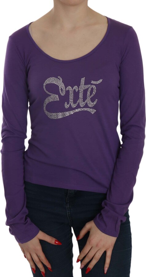 Exte Crystal Embellished Long Sleeve Casual Women's Top