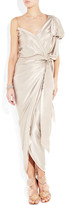 Thumbnail for your product : Asymmetric silk-satin wrap gown