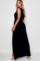 Thumbnail for your product : boohoo Plus Plunge Slinky High Split Maxi Dress
