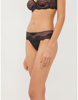 Thumbnail for your product : Triumph Amo Charm high-rise floral-lace trimmed woven thong