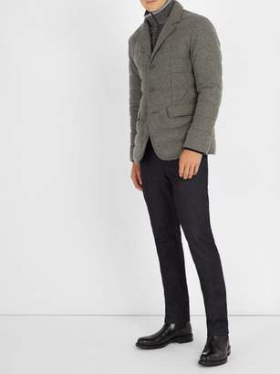 Herno Single Breasted Quilted Down Wool Blend Jacket - Mens - Grey