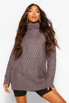 Thumbnail for your product : boohoo Tall Roll Neck Chunky Cross Knit Jumper