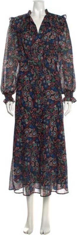 Cefinn Dress Floral Print Long Sleeve with V-Neck