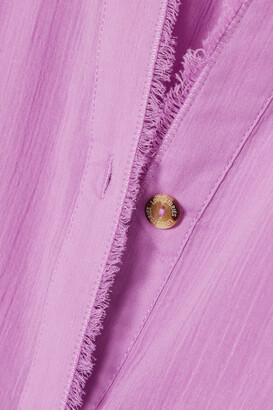 LOVE Stories Mila Frayed Cotton-voile Pajama Shirt - Purple