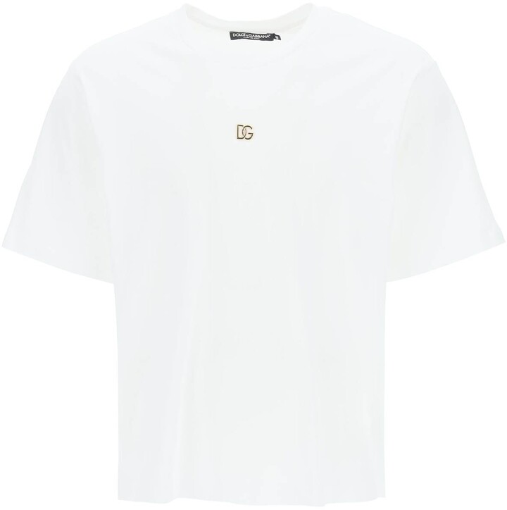 Dolce & Gabbana T-Shirt With Metal Logo - ShopStyle